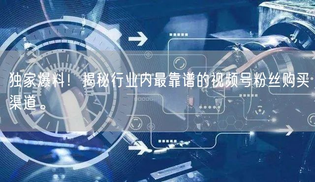 独家爆料!揭秘行业内最靠谱的视频号粉丝购买渠道。