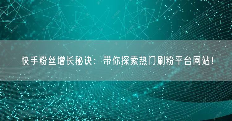 快手粉丝增长秘诀:带你探索热门刷粉平台网站!