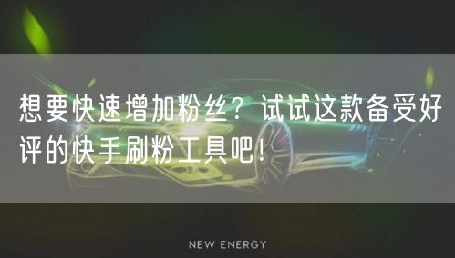 想要快速增加粉丝?试试这款备受好评的快手刷粉工具吧!