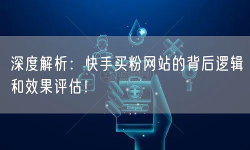 深度解析:快手买粉网站的背后逻辑和效果评估!