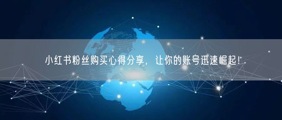 小红书粉丝购买心得分享,让你的账号迅速崛起!