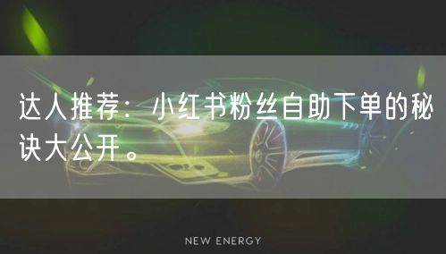 达人推荐:小红书粉丝自助下单的秘诀大公开。