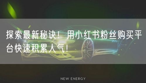 探索最新秘诀!用小红书粉丝购买平台快速积累人气!