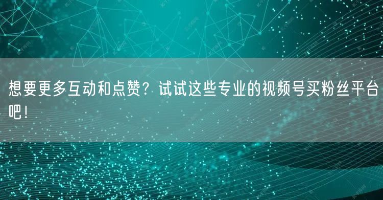 想要更多互动和点赞?试试这些专业的视频号买粉丝平台吧!
